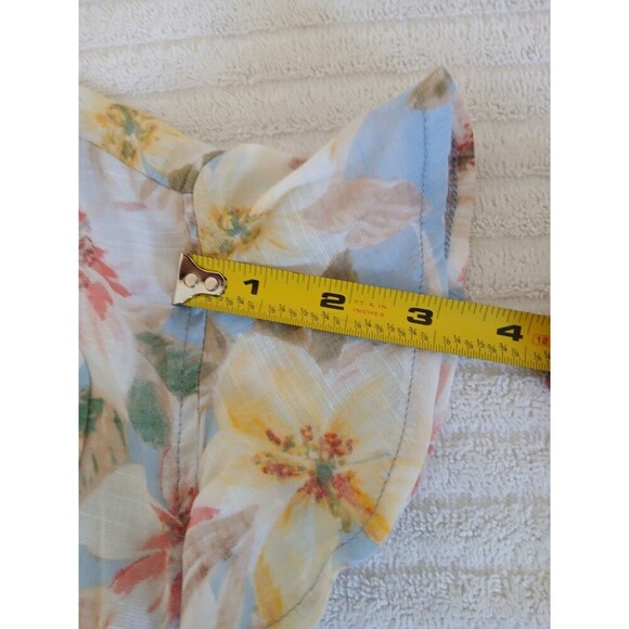 Cocomo Womens Blouse Top Size Medium Blue Floral Pleated Popover Flutter Sleeve - Picture 12 of 14